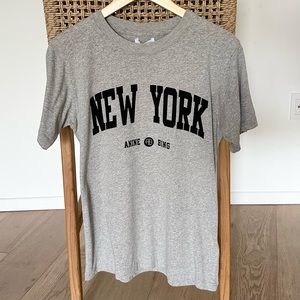 Anine Bing Lili University New York Tee, Size XS, Heather Grey